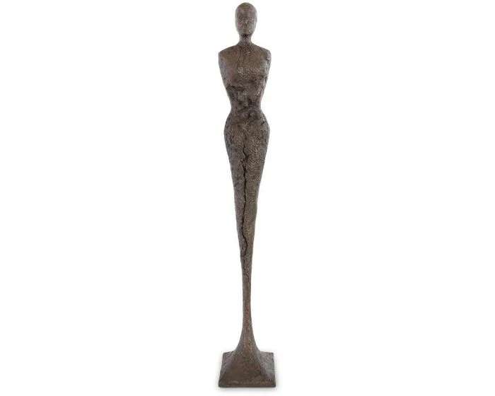 Phillips Collection Tall Chiseled Female Sculpture, Resin, Bronze Finish