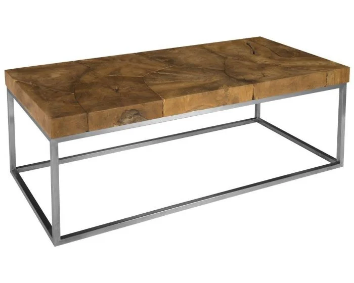 Phillips Collection Teak Puzzle Coffee Table in Beige