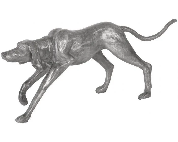 Phillips Collection Walking Dog Sculpture, Black/Silver, Aluminum (Dropshippable)