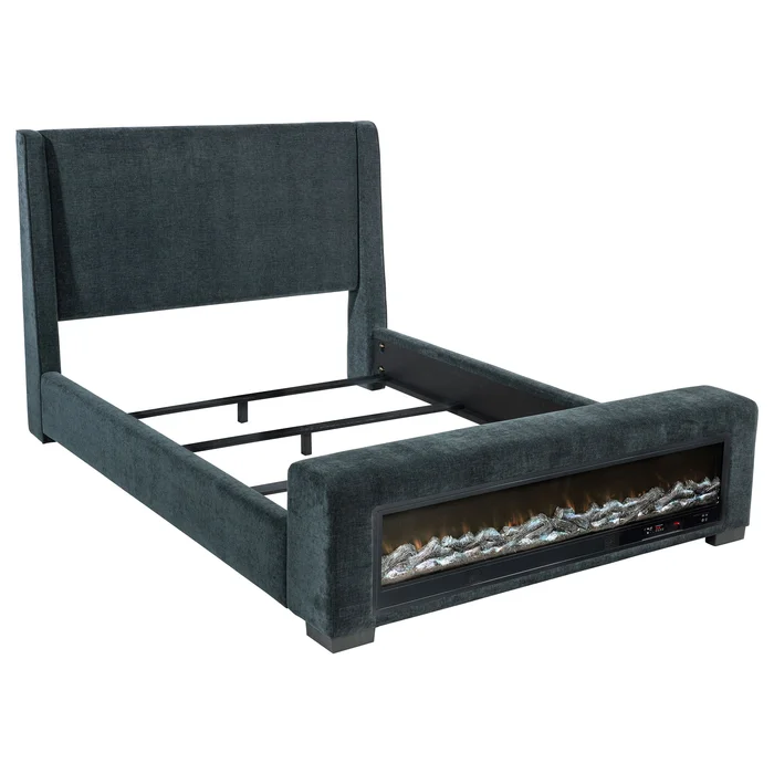 Preston Upholstered Audio Flame Visualizer Bed Blue