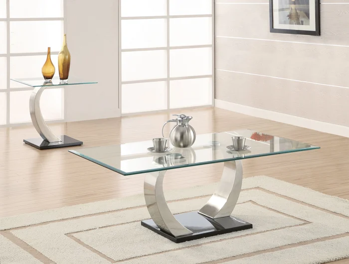 Pruitt Coffee and End Table Set Satin Silver