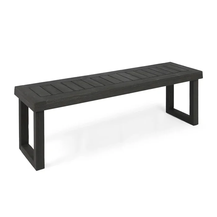 Realm – Outdoor Bench With Slat Panel Top And Base – Dark Gray