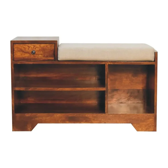 Retreat – Shoe Bench, 1 Drawer – Chestnut