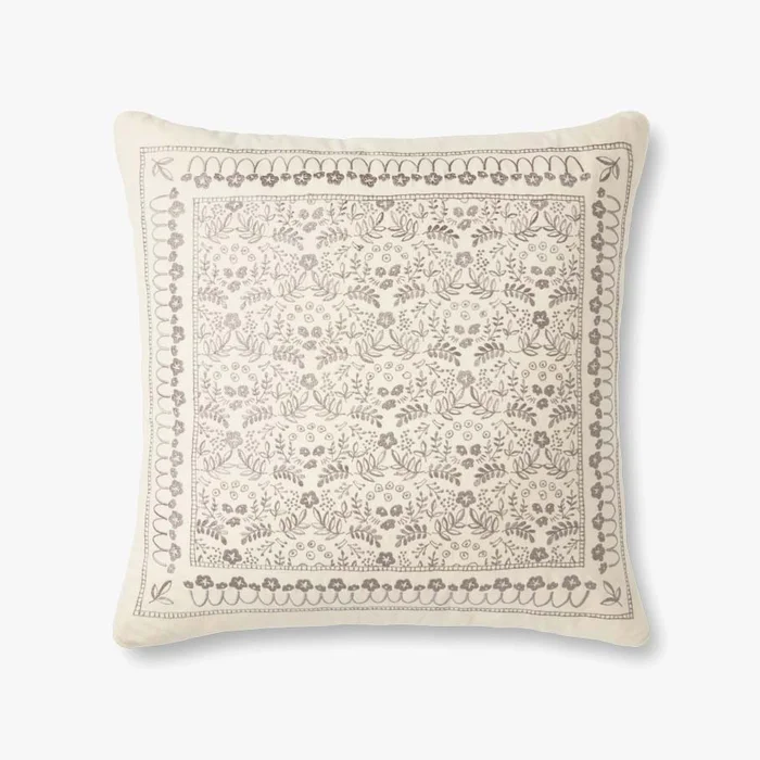 Rifle Paper Co. x Loloi Pillows P6045 Ivory / Grey