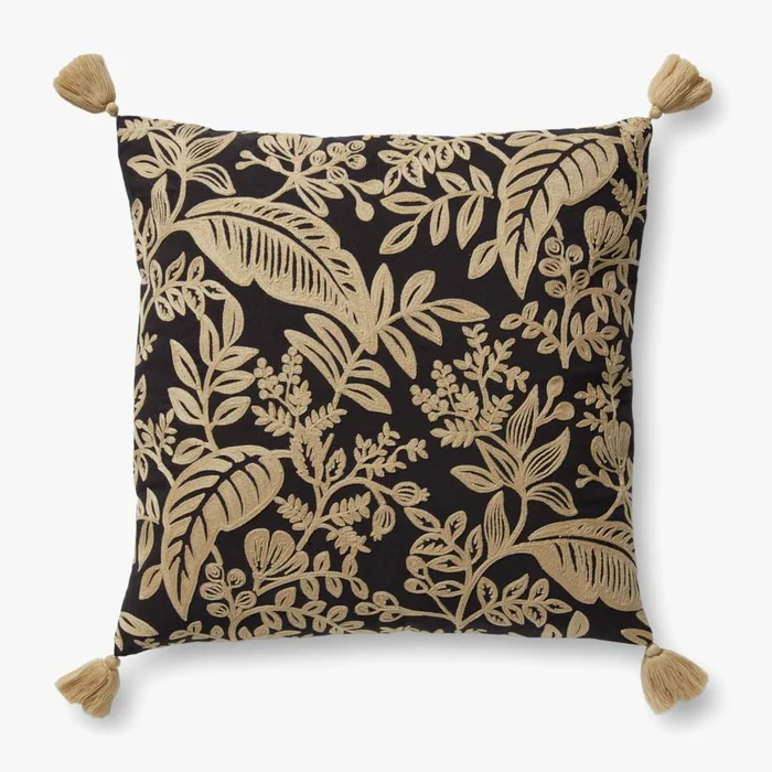 Rifle Paper Co. x Loloi Pillows PRP0002 Black / Tan
