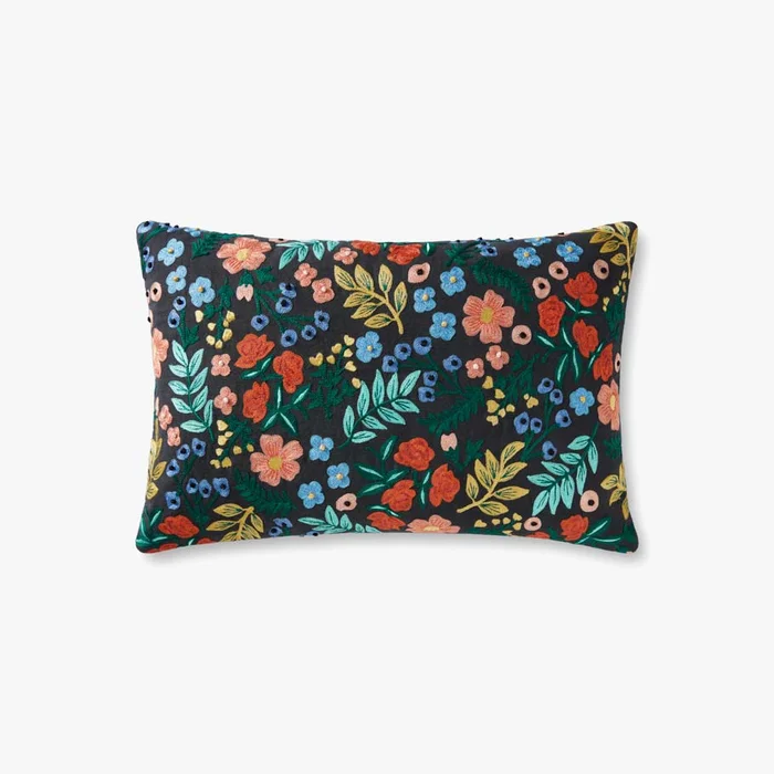 Rifle Paper Co. x Loloi Pillows PRP0028 Wildwood Garden Black