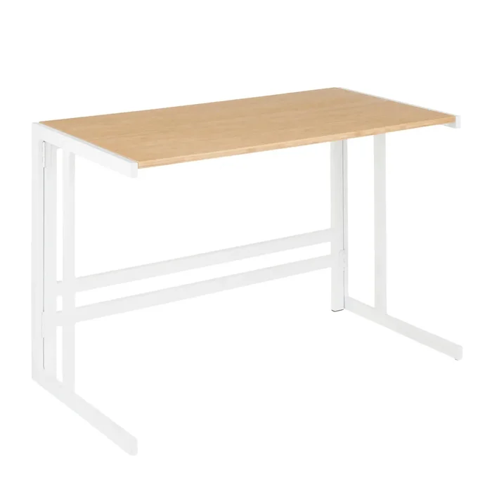 Roman – Industrial Office Desk – White / Natural