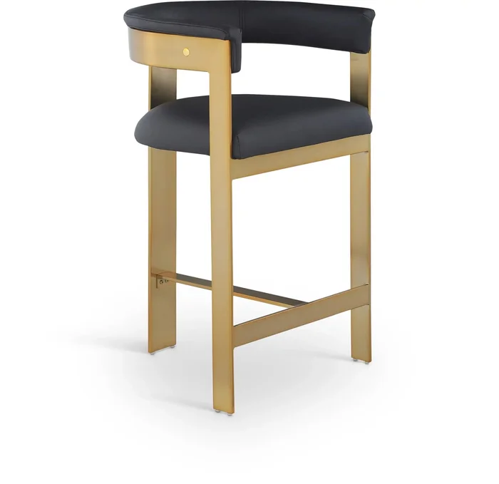 Romeo – Faux Leather Counter Stool With Gold Base (Set of 2)