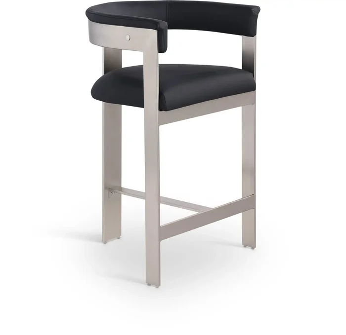Romeo – Faux Leather Counter Stool With Silver Base (Set of 2)