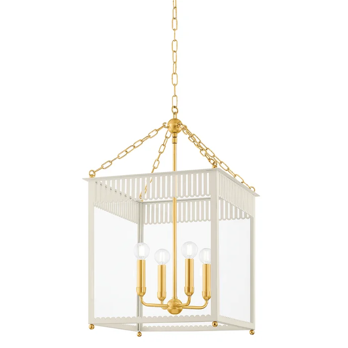Rosalie Lantern-Aged Brass/Soft Cream