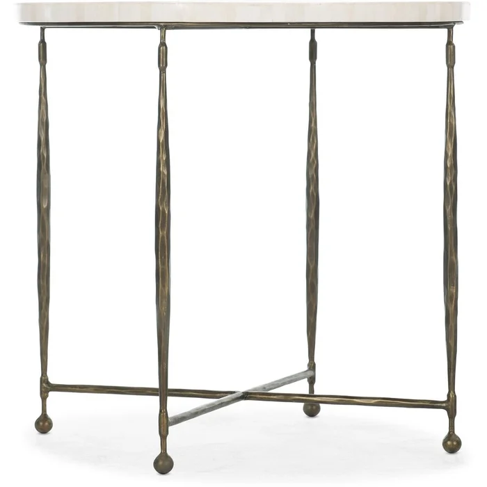 Round End Table – Bronze Metal Base