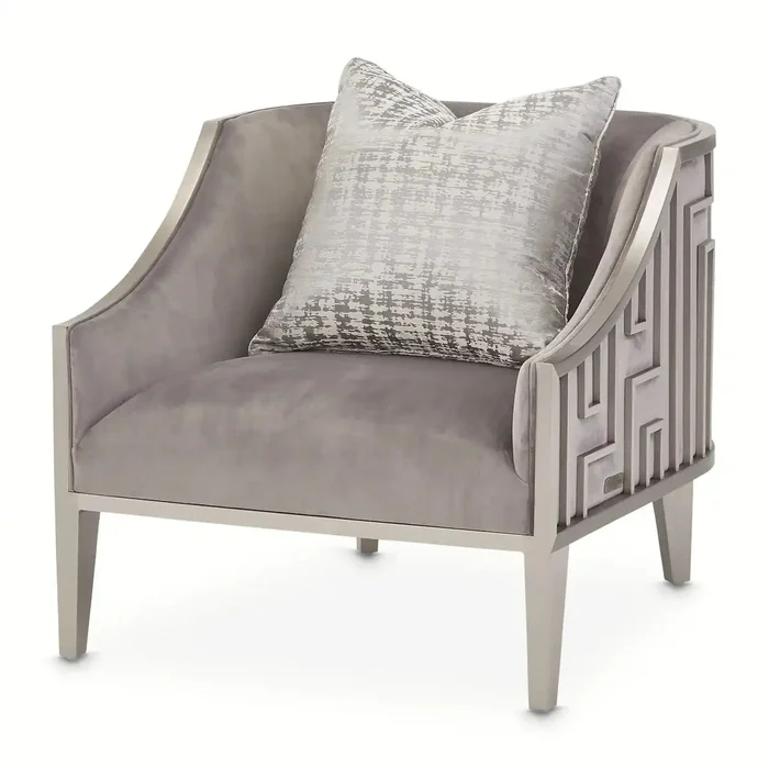 Roxbury Park – Velvet Accent Chair – Gray Pearl/Stainless Steel