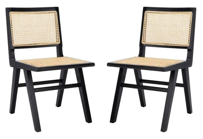 Safavieh – Couture – Hattie French Cane Dining Chair – Black – Natural (Set of 2) – SFV4101A-SET2
