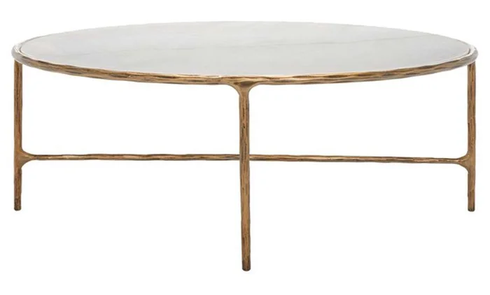 Safavieh – Couture – Jessa Oval Metal Coffee Table – White – Brass – SFV9521C