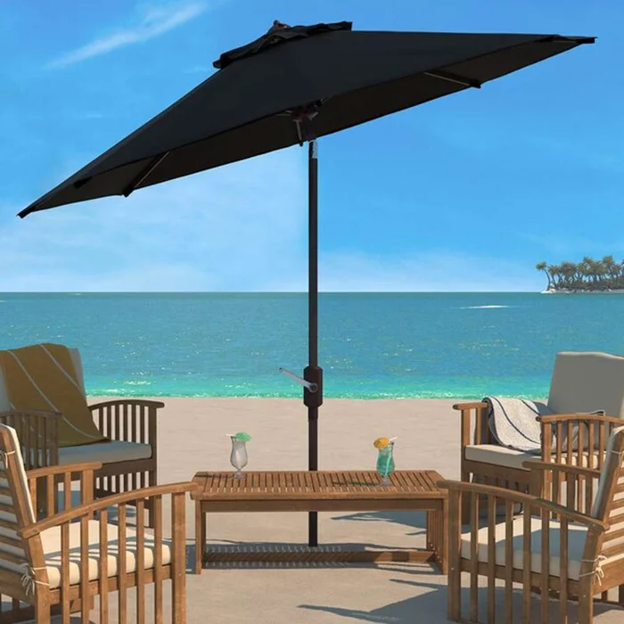 Safavieh – Herla 11Ft Auto Tilt Umbrella – Black – PAT8101D