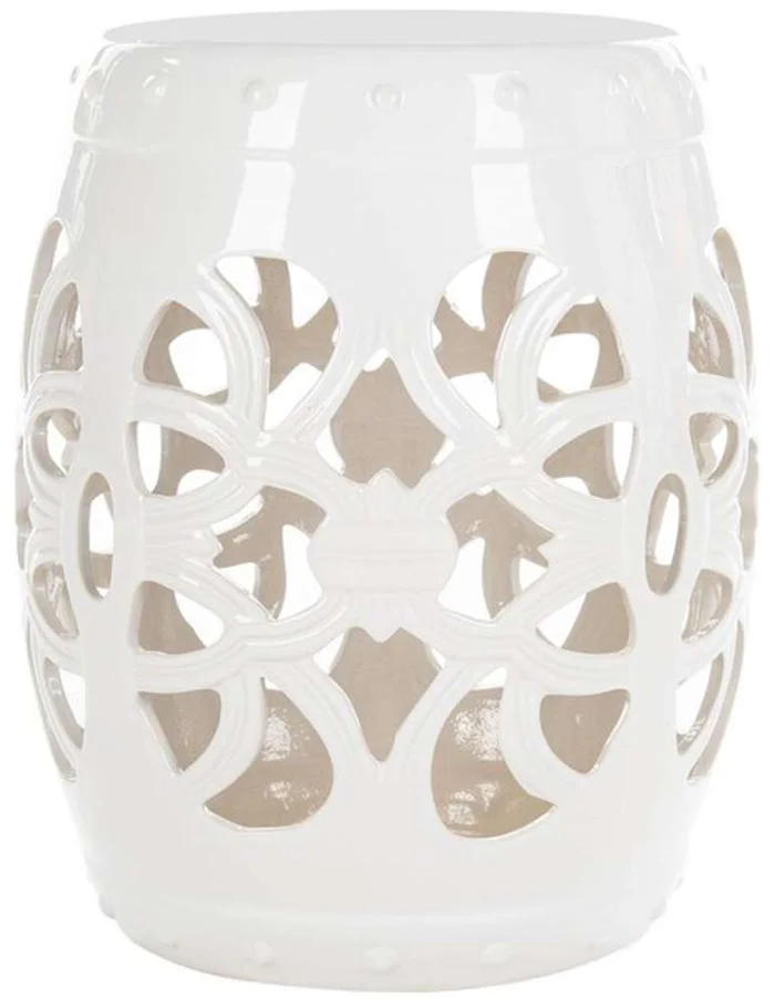Safavieh – Imperial Vine Garden Stool – Antique White – ACS4539A