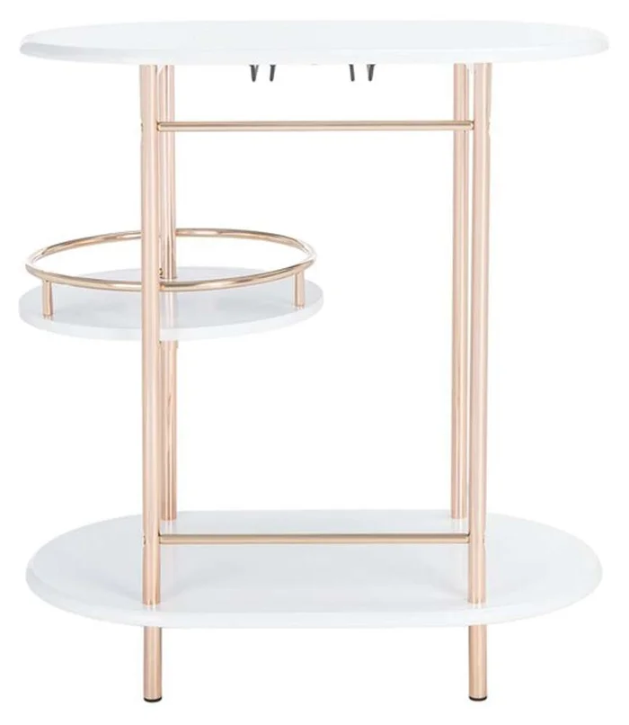 Safavieh – Iva 3 Tier Swivel Bar Table – White – Gold – BCT8007C