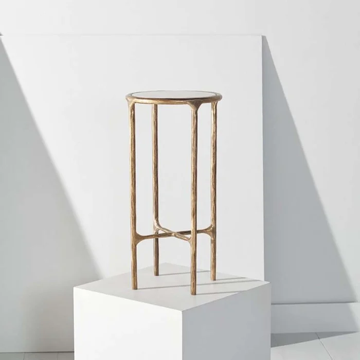 Safavieh – Jessa Metal Tall Round End Table – White – Brass – SFV9504C