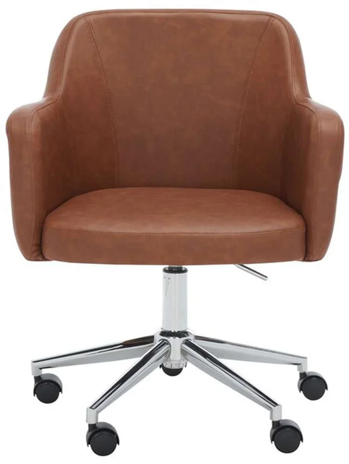 Safavieh – Kains Swivel Office Chair – Brown – Chrome – OCH2000B