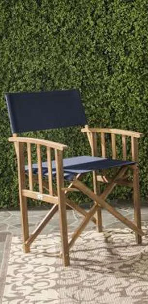 Safavieh – Laguna Director Chair – Natural – Navy (Set of 2) – PAT7004E-SET2