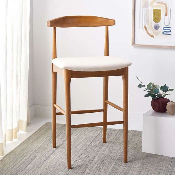 Safavieh – Lionel Retro Barstool – Walnut – Cream – BST1503D