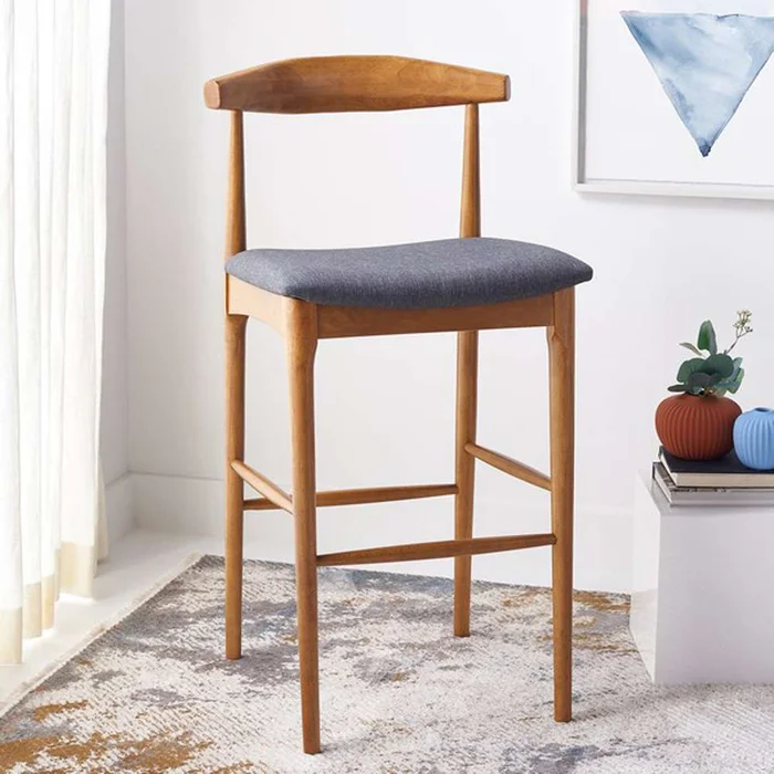Safavieh – Lionel Retro Barstool – Walnut – Dark Grey – BST1503C