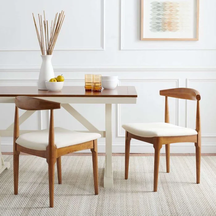 Safavieh – Lionel Retro Dining Chair – Walnut – White (Set of 2) – DCH1003D-SET2