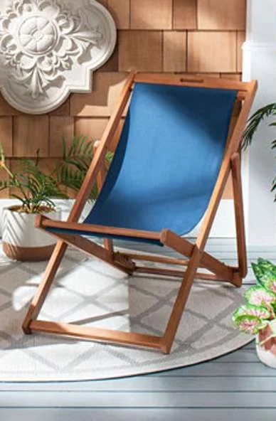 Safavieh – Loren Sling Chair – Natural – Navy (Set of 2) – PAT7040D-SET2