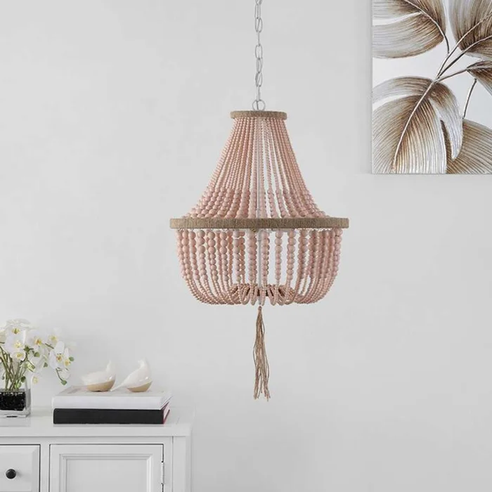 Safavieh – Lush Kristi Beads Pendant Lamp – Blush – LIT4477E