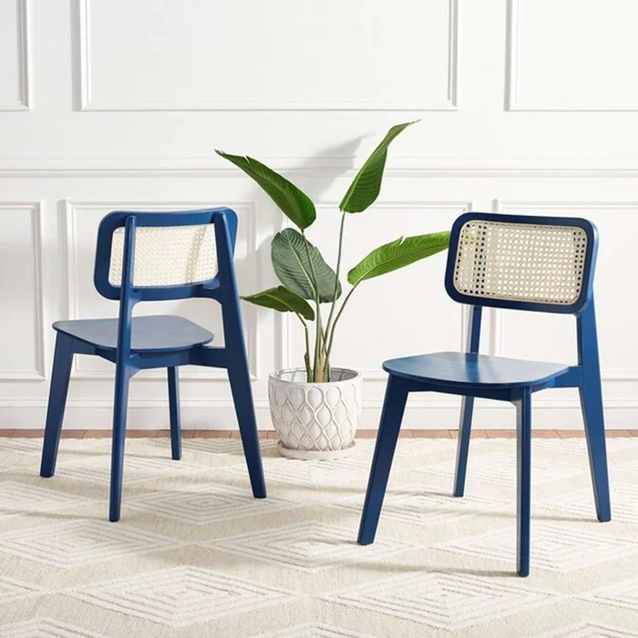 Safavieh – Luz Cane Dining Chair – Navy – Natural (Set of 2) – DCH1006E-SET2