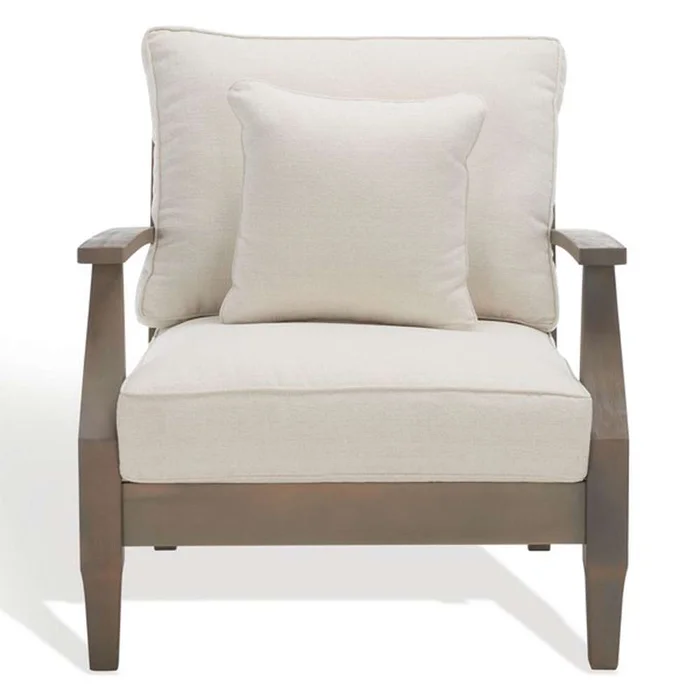 Safavieh – Martinique Wood Patio Armchair – Light Grey – Beige – CPT1011C
