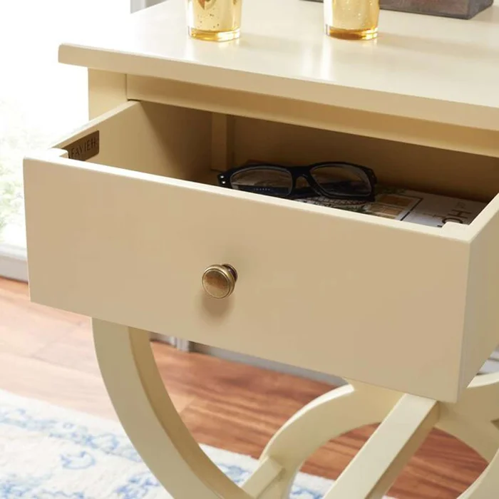 Safavieh – Maxine Accent Table W Storage Drw – Vanilla – AMH6608E