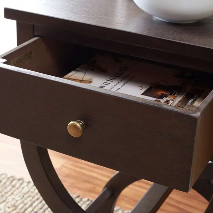 Safavieh – Maxine Accent Table W Storage Drw – Walnut – AMH6608F