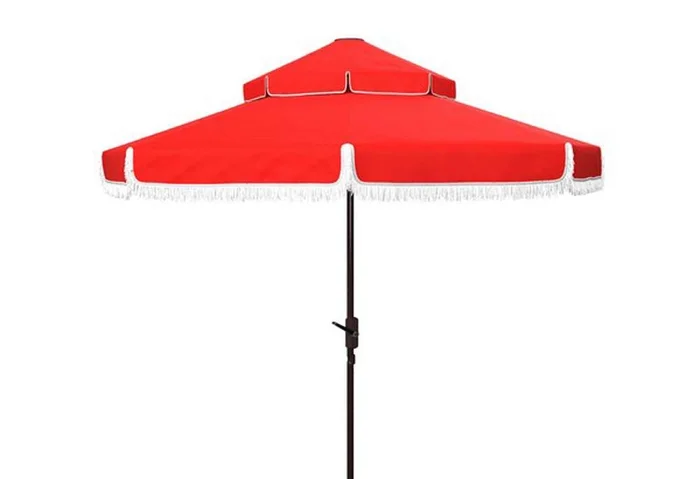 Safavieh – Milan 9Ft Double Top Umbrella – Red – PAT8208E