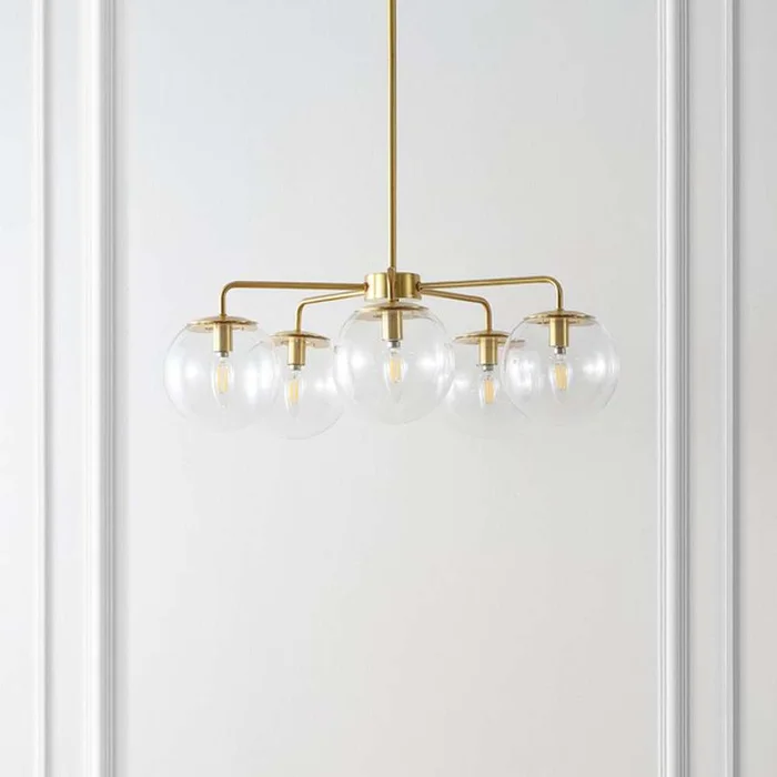 Safavieh – Negara 5Lt 25in Chandelier – Brass – Clear – CHA4023A