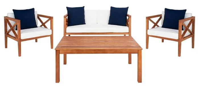 Safavieh – Nunzio 4 Piece Set – Natural – Bge + Solid Plw – PAT7031A