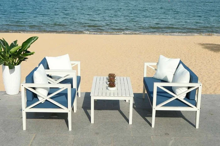 Safavieh – Nunzio 4 Piece Set – White – Nvy+Solid Plw – PAT7031D