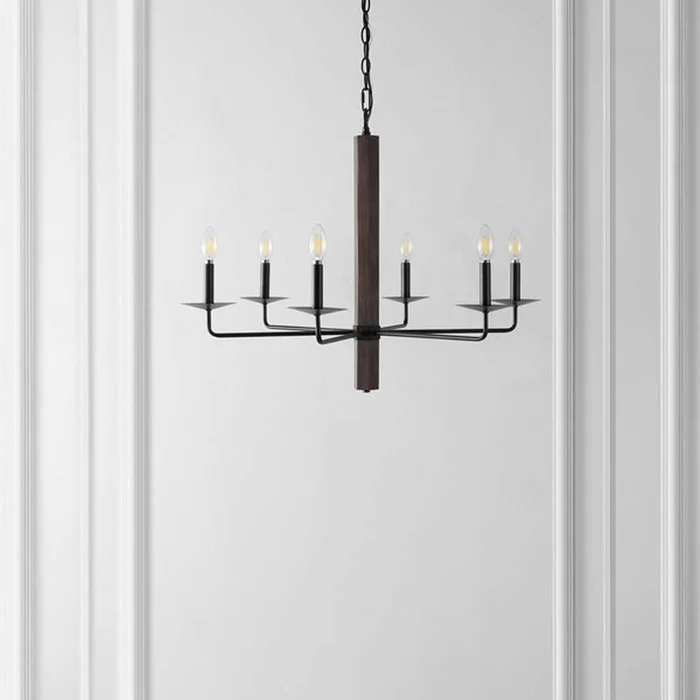 Safavieh – Penbrook 6Lt 32in Chandelier – Black – Walnut – CHA4060A