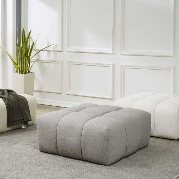 Safavieh – Petryna Boucle Tufted Ottoman – Grey – SFV4823C