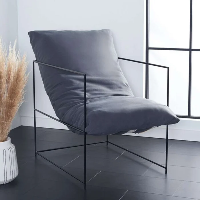 Safavieh – Portland Pillow Top Acct Chair – Grey – Black – ACH4511C