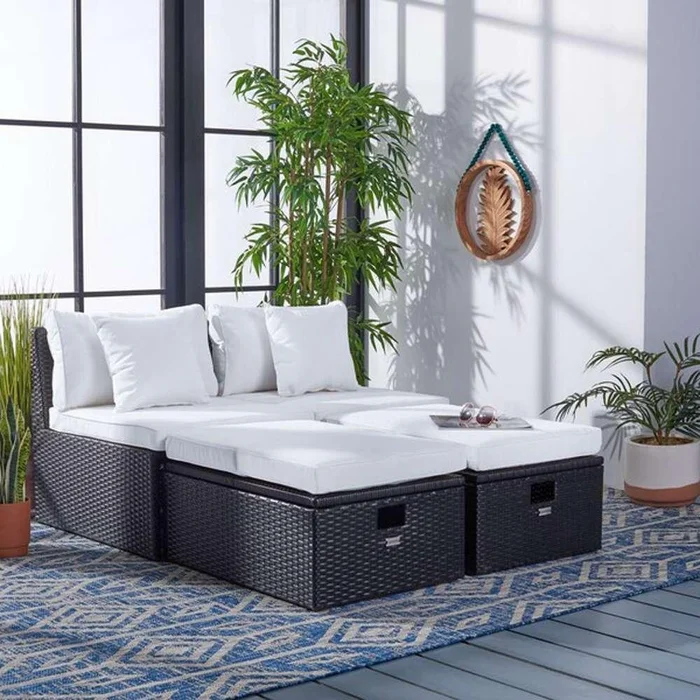 Safavieh – Pramla Outdoor Sette With Otto – Black – Beige – PAT7515A