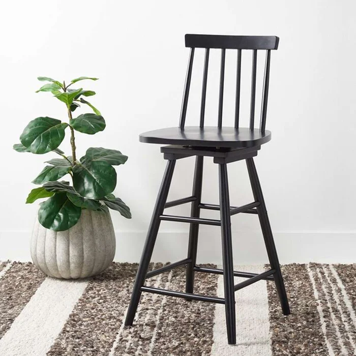 Safavieh – Quai Swivel Counter Stool – Black – BST1404A