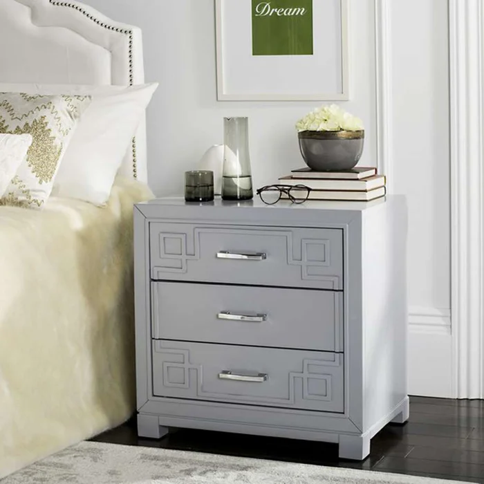 Safavieh – Raina Three Drawer Nightstand – Grey – FOX6278C