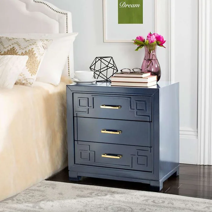 Safavieh – Raina Three Drawer Nightstand – Navy – FOX6278D