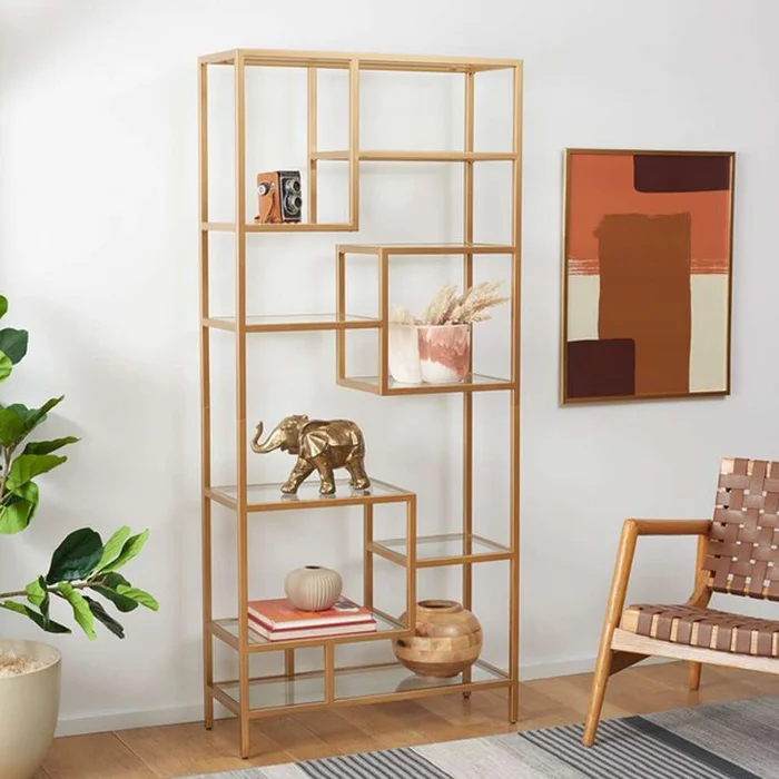 Safavieh – Ramie 9 Shelf Etagere – Gold – Clear – ETG6404A