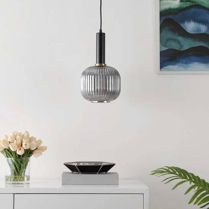 Safavieh – Rynner 8 Inch Pendant – Smoke Grey – Black – PND4148A