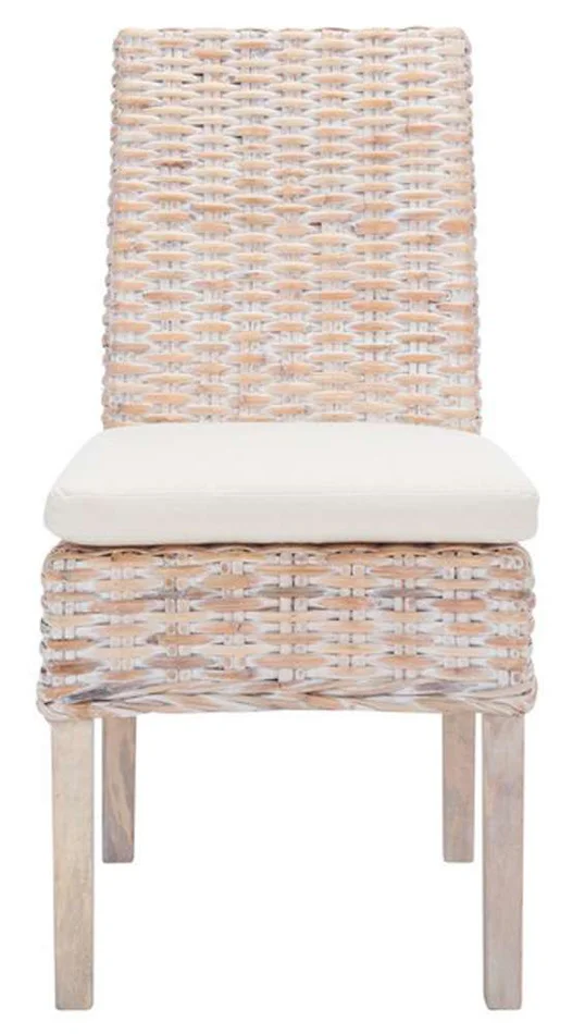 Safavieh – Sanibel Side Chair W/ Cushion – White – White Washed (Set of 2) – FOX6541A-SET2