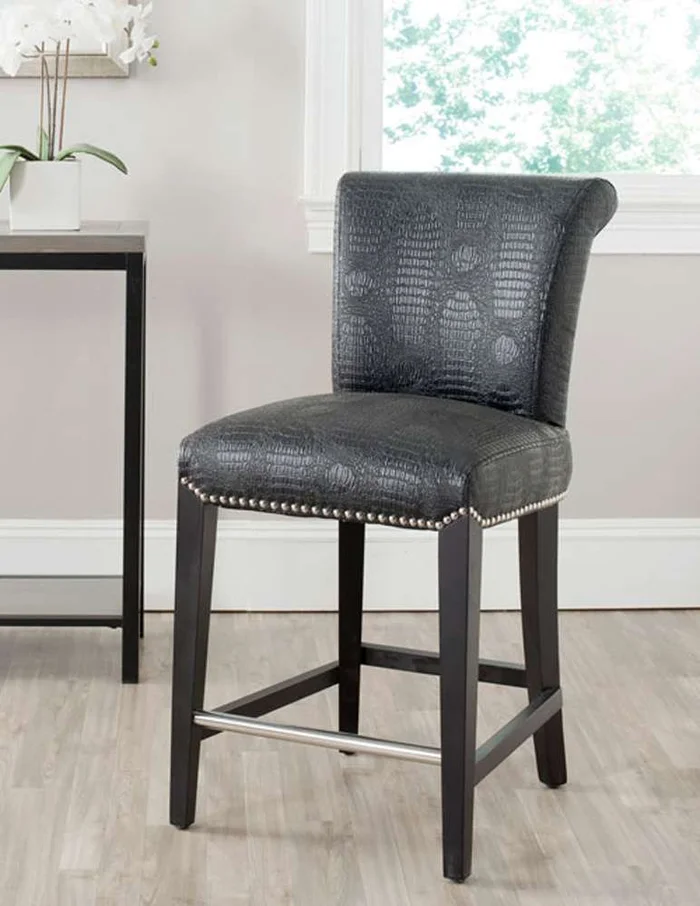 Safavieh – Seth Counter Stool – Black – Crocodile – MCR4509E
