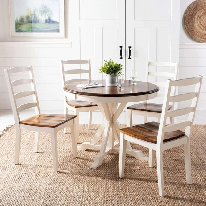 Safavieh – Shay 5 Piece Dining Set – White – Natural – DNS9205A
