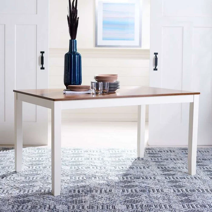 Safavieh – Silio Rectangle Dining Table – White – Natural – DTB9213A